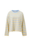 Beau Long Sleeve Slouchy Tee, BUTTER/CHINA BLUE STRIPE - example image 2