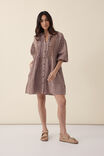 Pintuck Check Mini Dress, NUTMEG/LILAC CHECK - alternate image 3