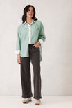 Peta Oversized Shirt, KELLY GREEN STRIPE WHITE COLLAR - alternate image 5