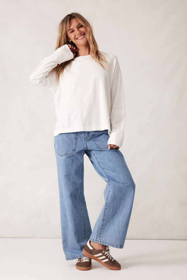 Scout Slouchy Long Sleeve  Tee, VANILLA