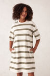WHITE MOSS GREEN STRIPE