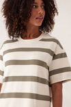 Charlotte Midi Terry Dress, WHITE MOSS GREEN STRIPE - alternate image 4