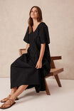 Tiered Poplin Midi Dress, BLACK - alternate image 6