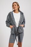 Zip Through Hooded Jacket In Rescued Check, CHARCOAL CHECK - alternate image 4