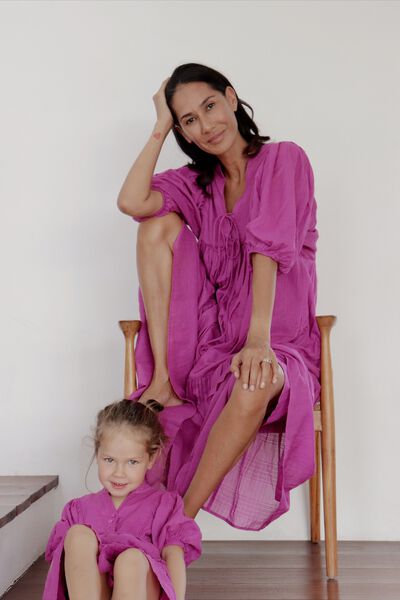 Tie Front Midi Dress, MAGENTA