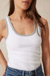 Contour Rib Scoop Tank, WHITE/GREY MARLE BIND - alternate image 4