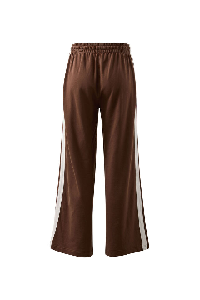 Gigi Wide Leg Terry Trackpant, CHOCOLATE SIDE STRIPE