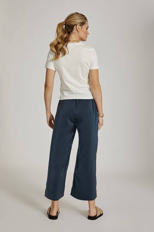 Satin Wide Leg Pant With Recycled Fibres, SMOKE BLUE