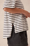 Slouchy Split Hem Tee, VANILLA /PHANTOM FINE STRIPE - alternate image 4