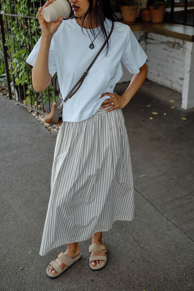 Florence Maxi Skirt, WINTER WHITE PHANTOM STRIPE