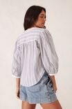 Woven Collarless Top, MIDNIGHT TEXTURED STRIPE - alternate image 5