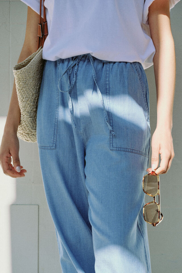 Relaxed Beach Pant, VINTAGE BLUE PINSTRIPE