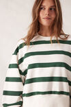 Cropped Slouchy Crew, PINE GREEN STRIPE - alternate image 5