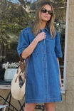 Dylan Pleat Sleeve Boxy Dress, FRESH INDIGO - alternate image 4