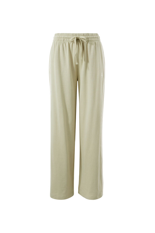 Gigi Wide Leg Terry Trackpant, MATCHA SIDE STRIPE