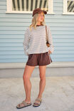 Beau Long Sleeve Slouchy Tee, MILK/BRUNETTE BROWN STRIPE - alternate image 6