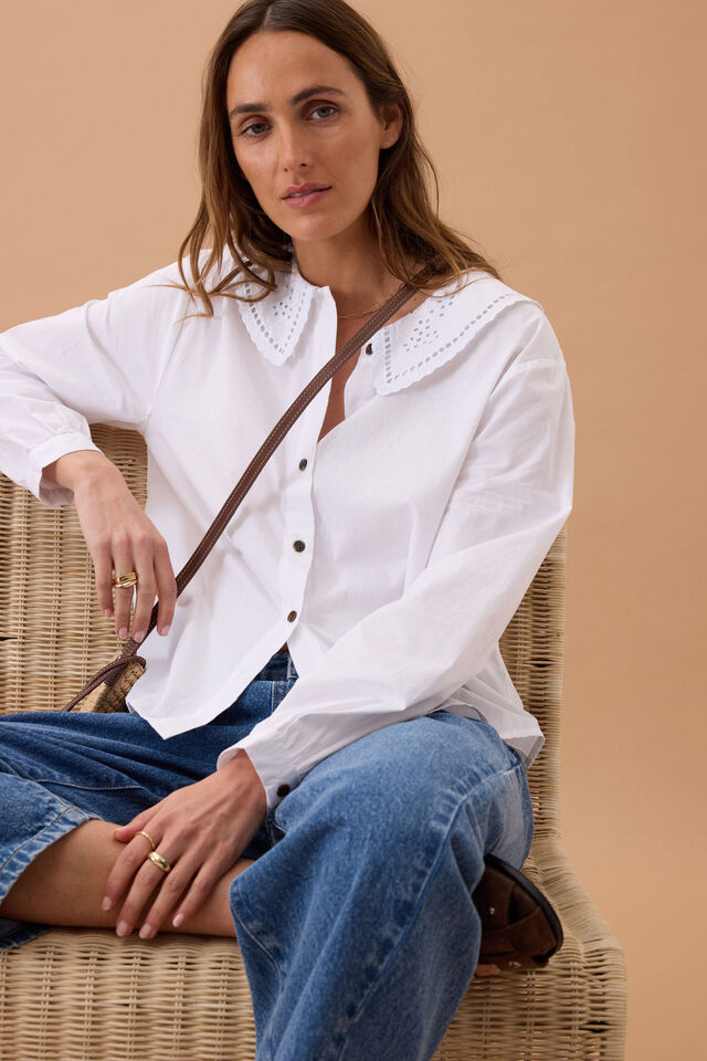 Alice Collared Top, WHITE
