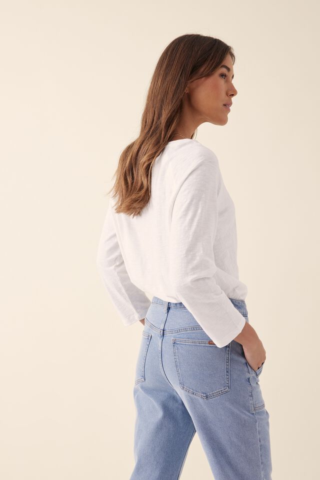 Raglan 3/4 Tee In Organic Cotton Slub, WINTER WHITE
