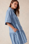 Short Sleeve Tiered Pocket Shirt Dress, VINTAGE BLUE PINSTRIPE - alternate image 7