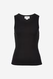 Contour Rib Hi Neck Tank, BLACK - alternate image 2