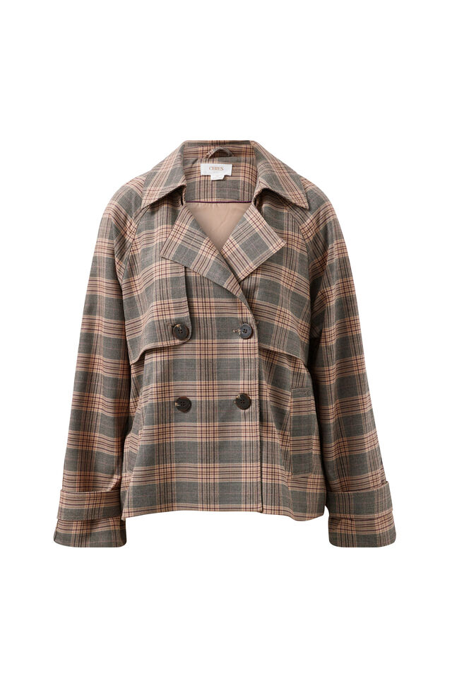 Lexi Short Trench, BROWN CHECK