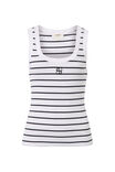 Contour Rib Scoop Tank, WHITE/NEW NAVY MONOGRAM EMBROIDERY - alternate image 2