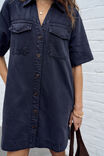 Bonnie Relaxed Shirt Dress, WASHED BLACK - example image 4