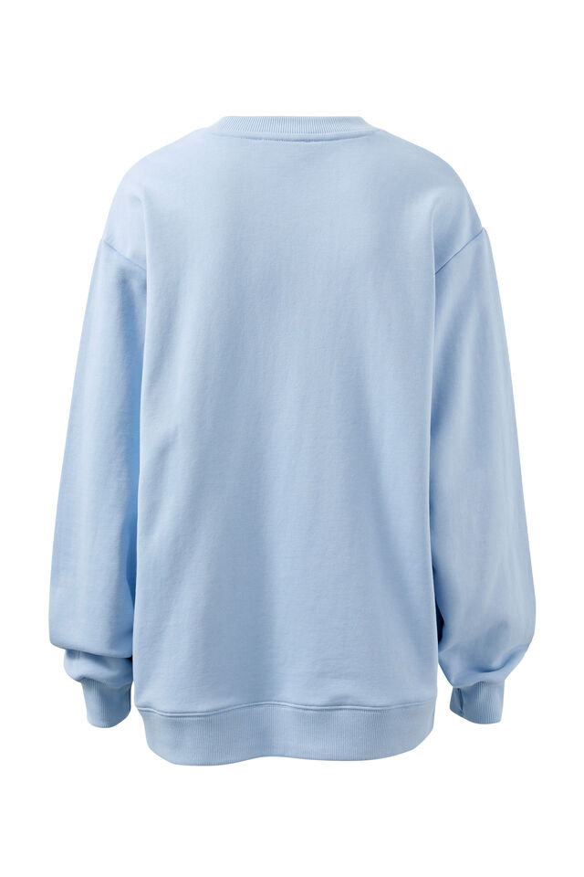 Isla Oversized Slouchy Crew, CHALK BLUE HERITAGE LOGO