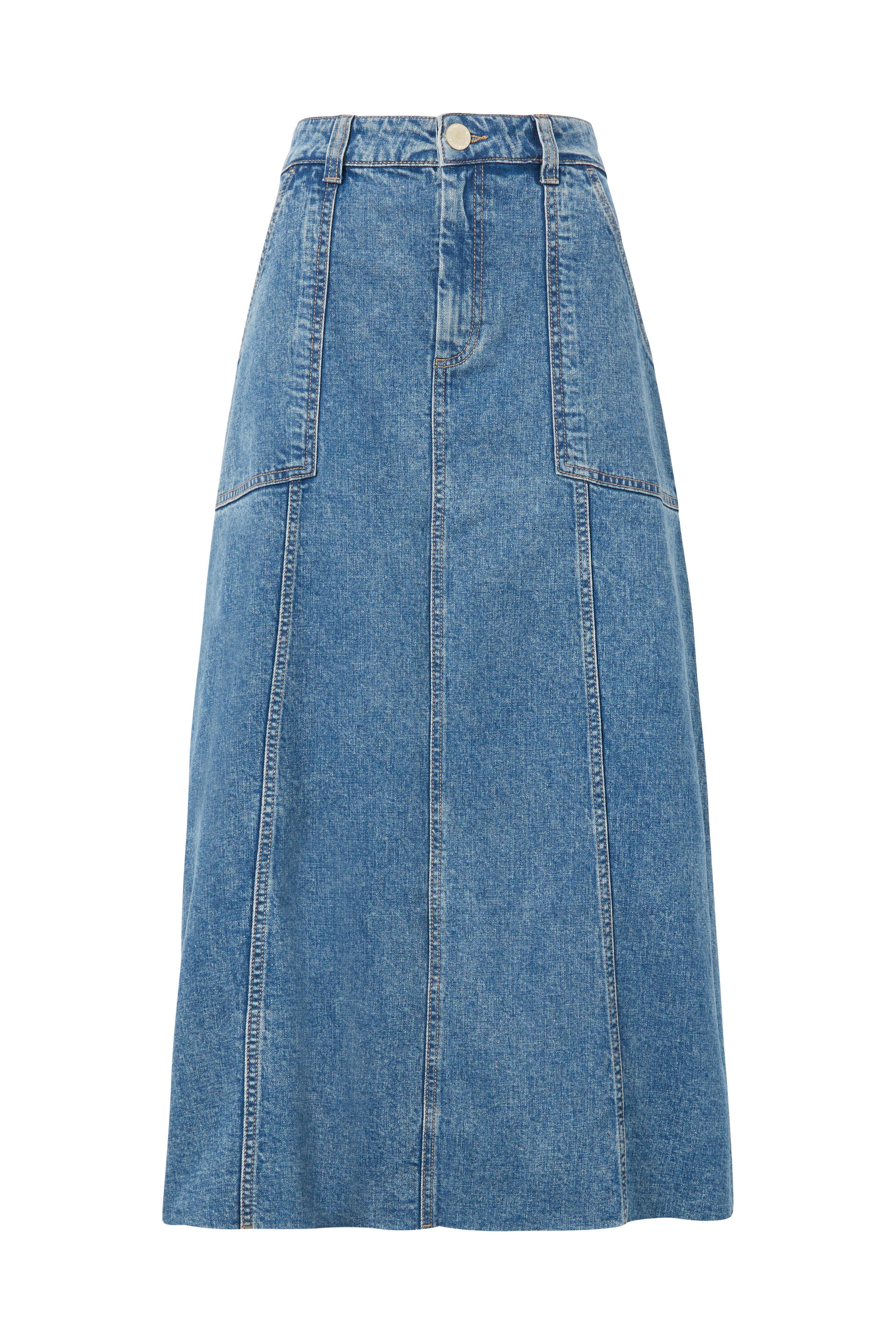 Denim midi hotsell skirt flared