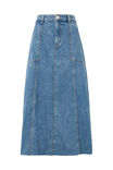 Flared Denim Midi Skirt, FRESH INDIGO RESCUED DENIM - alternate image 2