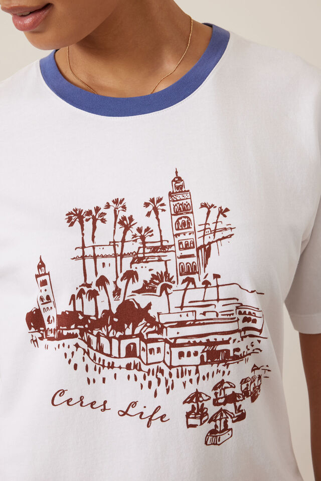 Stevie Slouchy Tee, WHITE/ CERES VILLAGE