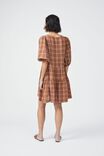 Check Smock Dress In Textured Organic Cotton, GINGER SUMMER PINK CHECK - alternate image 3
