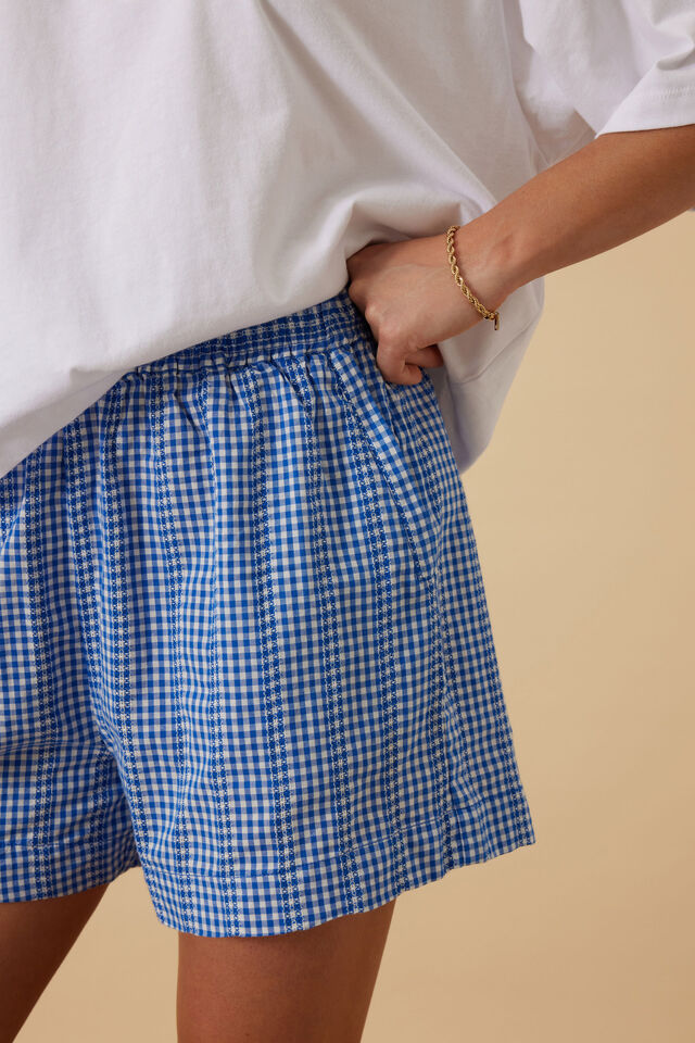 Mila Short, COBALT GINGHAM