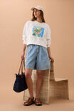 Sylvie Longline Pleat Denim Short, VINTAGE BLUE - alternate image 5