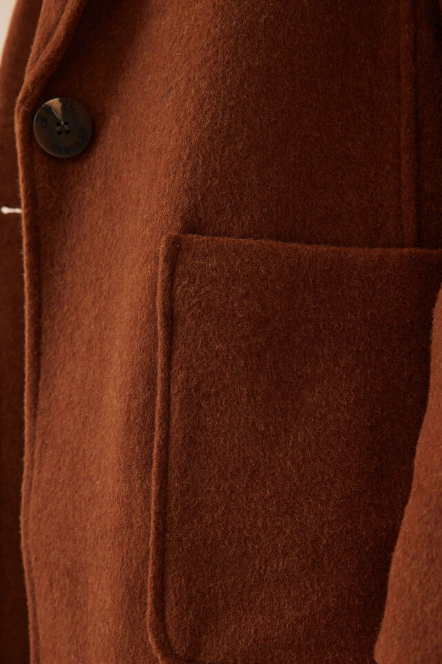 Classic Longline Coat, TOBACCO