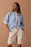 Sylvie Longline Pleat Denim Short, NATURAL ECRU - alternate image 4