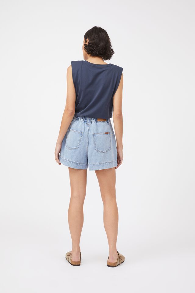 A-Line Short In Cotton Lyocell, VINTAGE BLUE