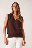 V Neck Knit Vest, WINTER CHOC - alternate image 1