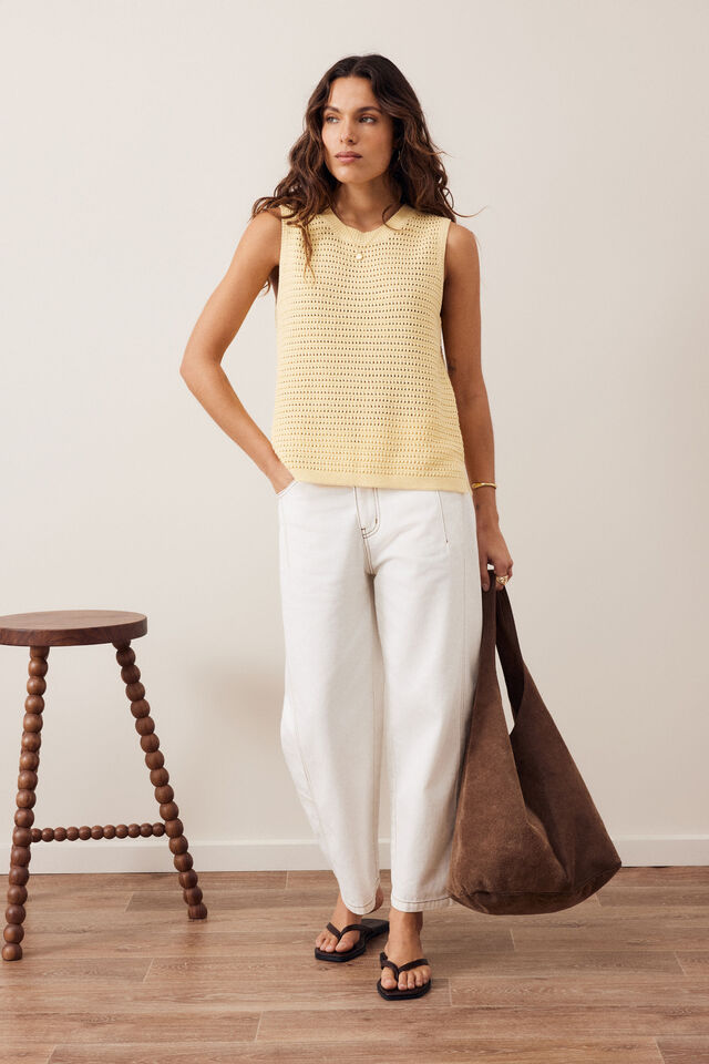 Maddy Mesh Knit Tank, NEW BUTTER