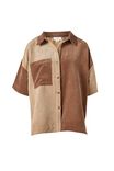 Colourblock Shirt In Rescued Cord, CAMEL COFFEE - alternate image 2
