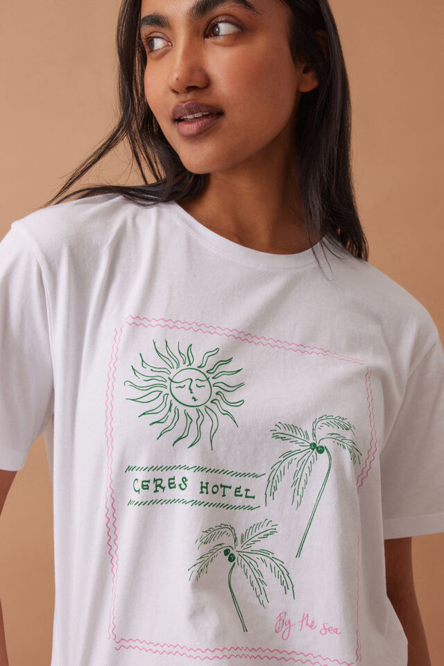 Stevie Slouchy Tee, WHITE/CERES HOTEL