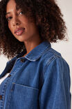 Short Sleeve Denim Shirt, MID INDIGO - alternate image 4