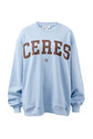 Isla Oversized Slouchy Crew, CHALK BLUE HERITAGE LOGO - example image 2