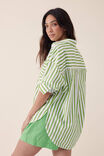 Oversized Poplin Shirt, SPLASH GREEN WHITE STRIPE ORGANIC COTTON - alternate image 4