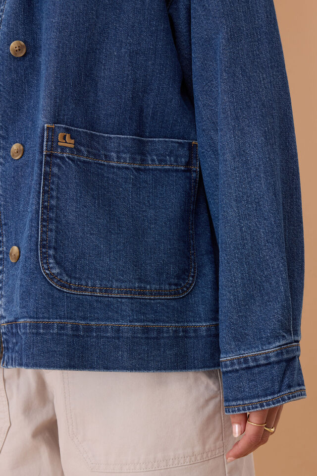 Mia Collarless Shacket, CASPIAN BLUE