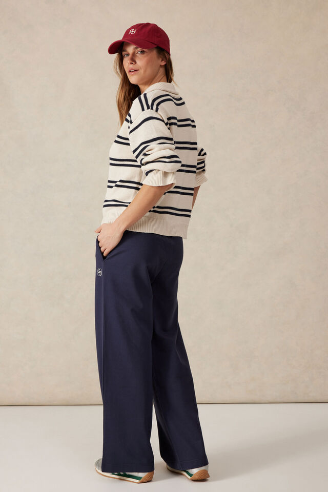 Wide Leg Terry Trackpant, NEW NAVY