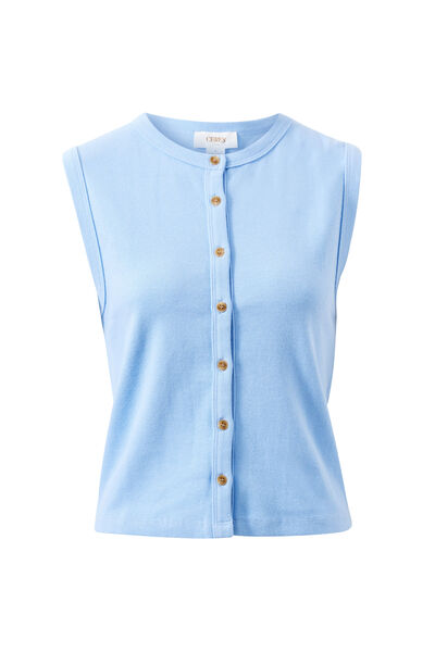 Lyla Button Through Rib Tank, SKY BLUE