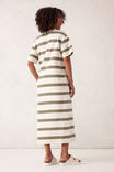 Charlotte Midi Terry Dress, WHITE MOSS GREEN STRIPE - alternate image 3