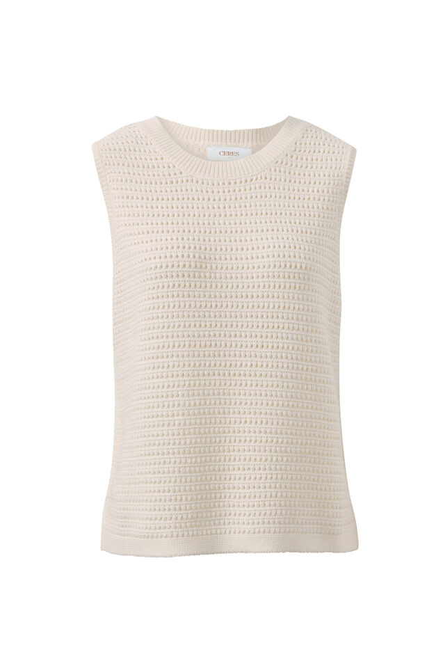 Maddy Mesh Knit Tank, MILK