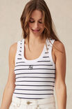 Contour Rib Scoop Tank, WHITE/NEW NAVY MONOGRAM EMBROIDERY - alternate image 6